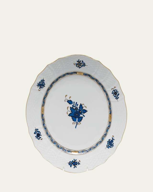 Chinese Bouquet Black Sapphire Service Plate